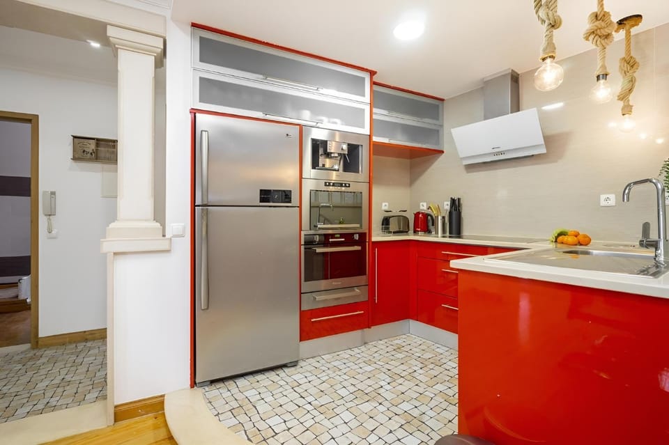 Kitchen or kitchenette, oven, stove