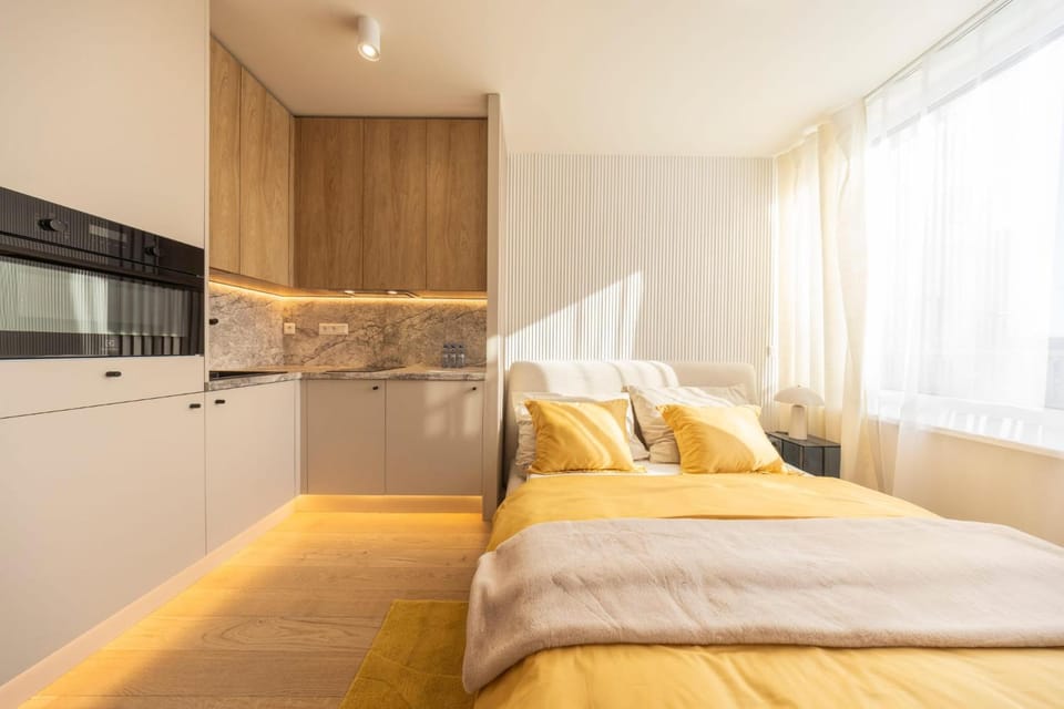 Bed, Kitchen or kitchenette, Photo of the whole room, Bedroom