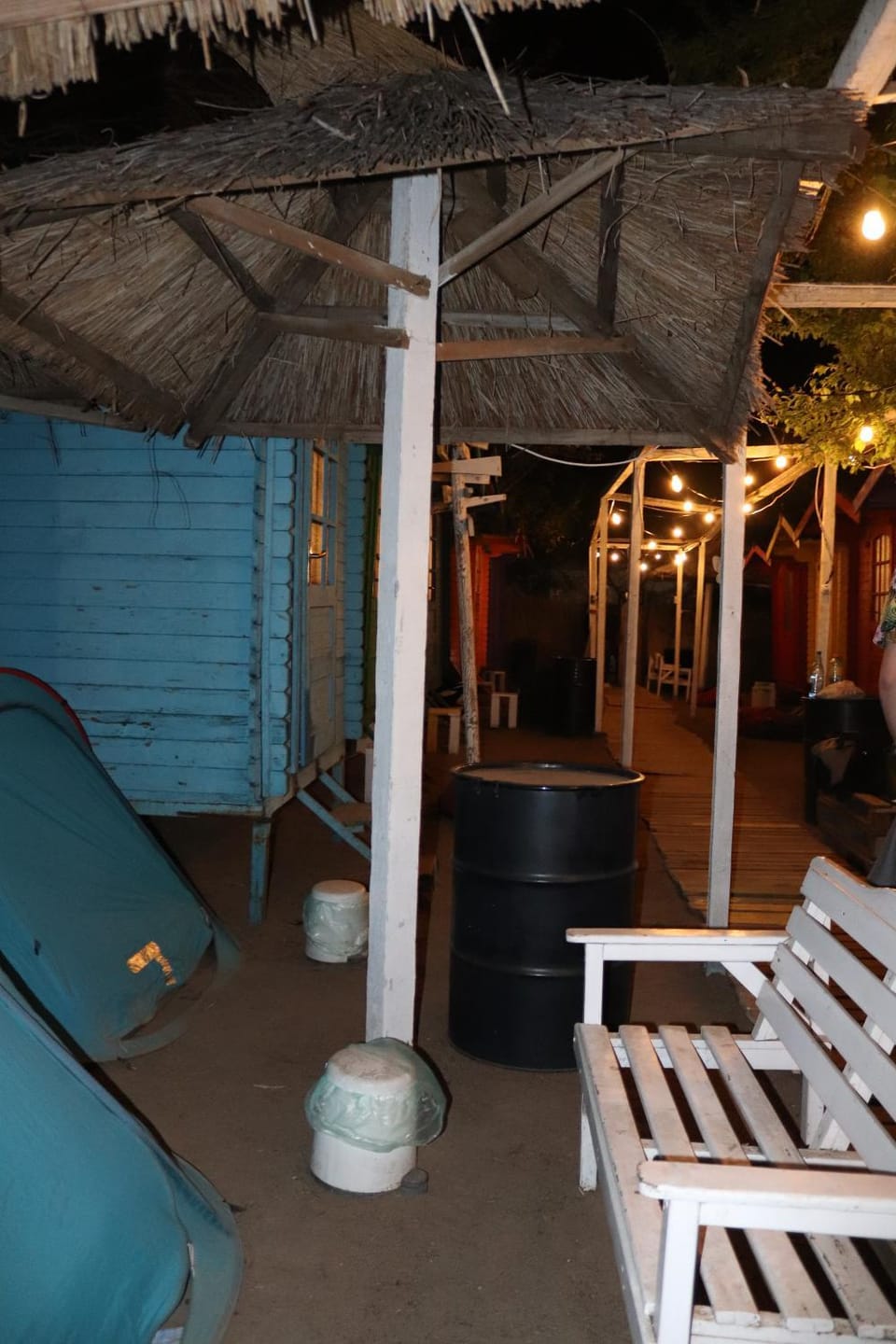 Patio, Night, Seating area