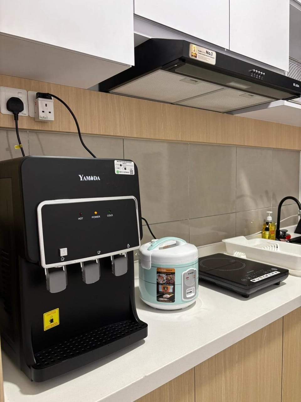 Kitchen or kitchenette, stove