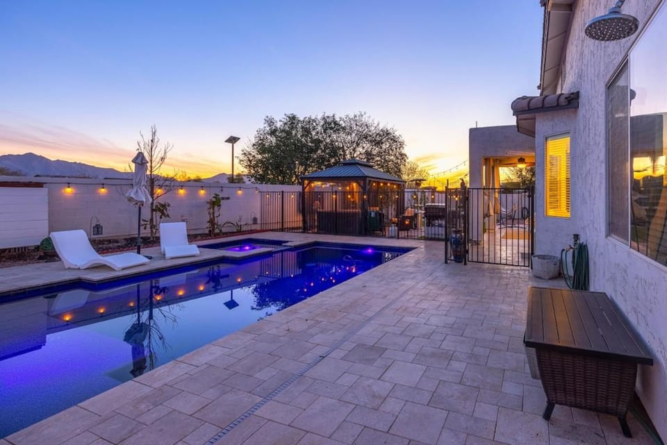 Patio, Natural landscape, Pool view, Swimming pool, sunbed