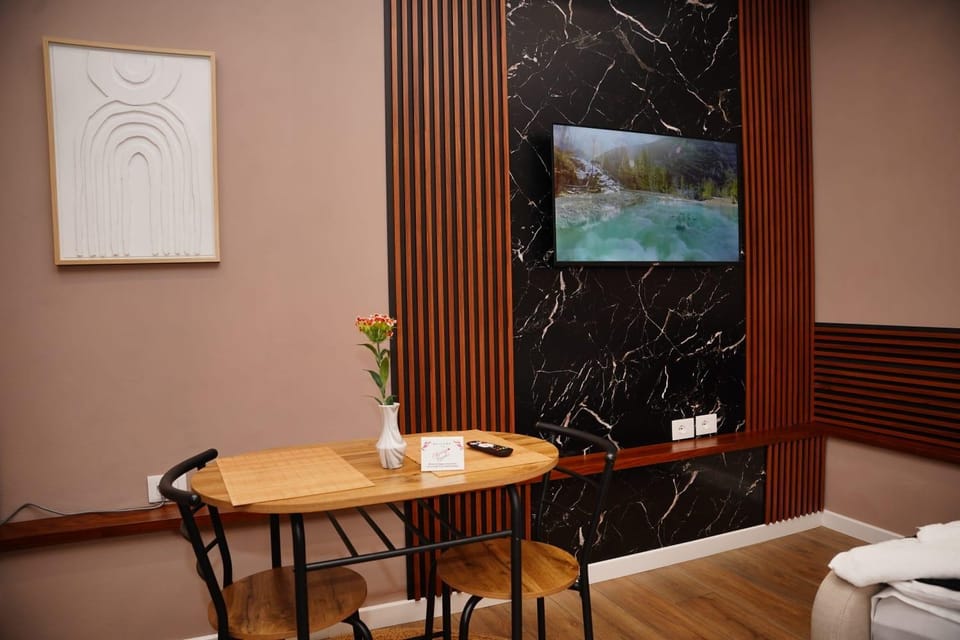 Living room, Seating area, Dining area, Pool view