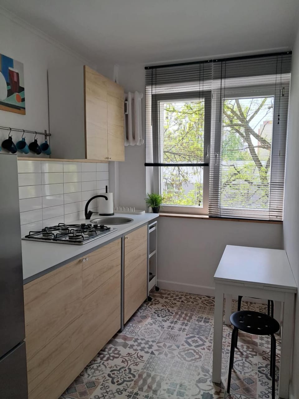 Kitchen or kitchenette, stove