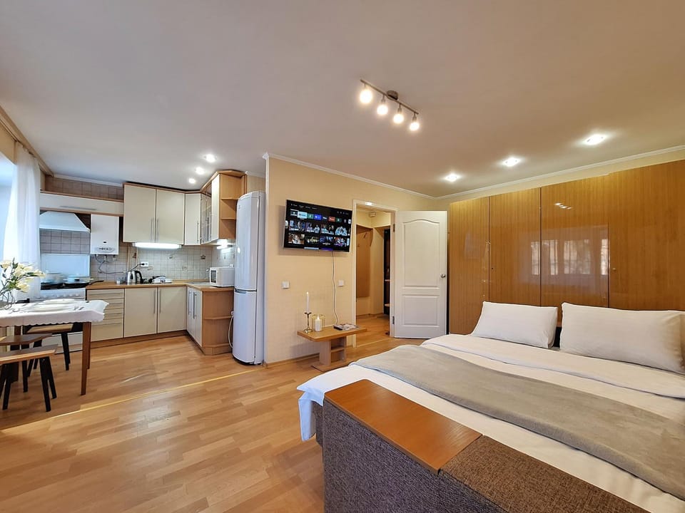 Bed, TV and multimedia, Kitchen or kitchenette, Living room, Photo of the whole room, Seating area, Dining area, Bedroom, internet, internet, internet, minibar, oven, stove