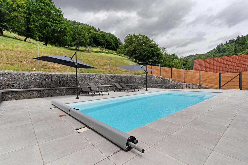 Property building, Living room, Swimming pool