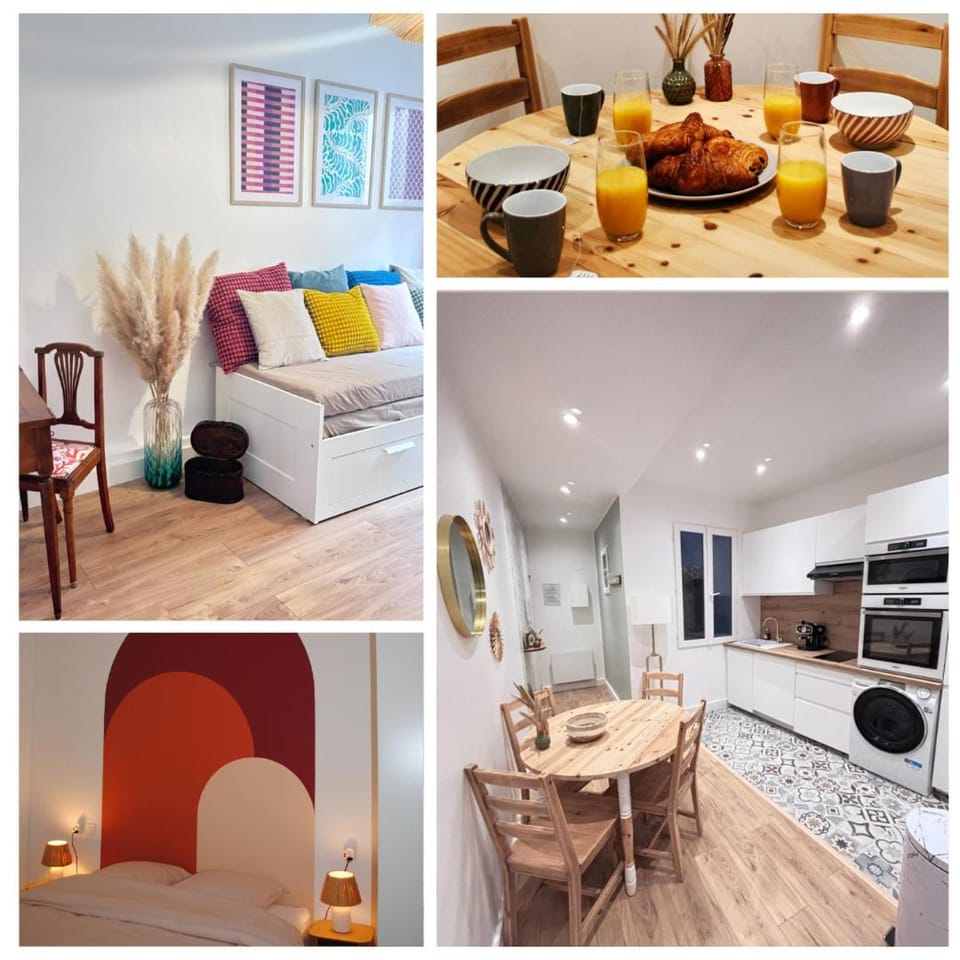 Kitchen or kitchenette, Living room, Food and drinks, Seating area, Dining area, Food