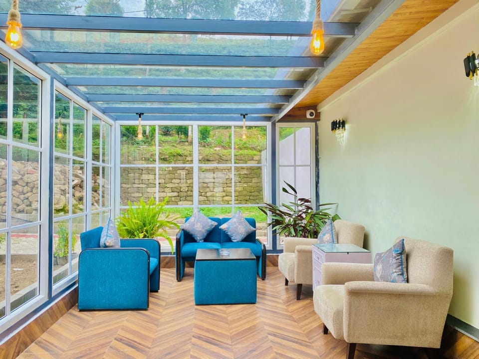 Living room, Seating area, Garden view