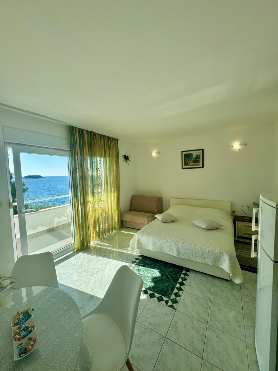 Bed, Living room, Sea view