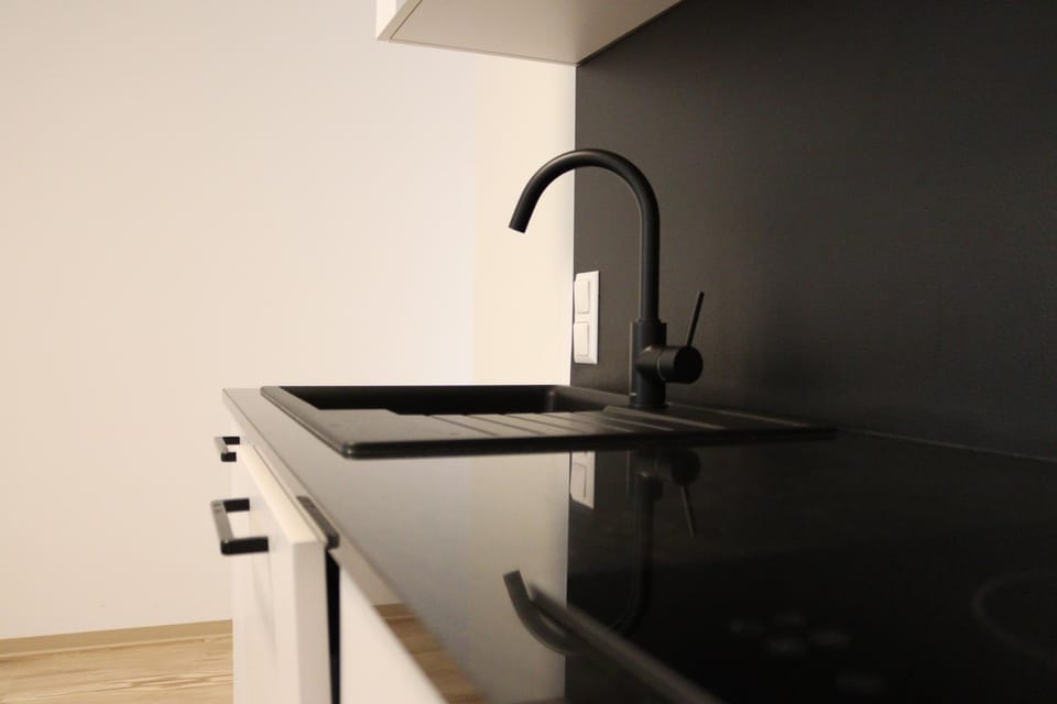 Kitchen or kitchenette, stove