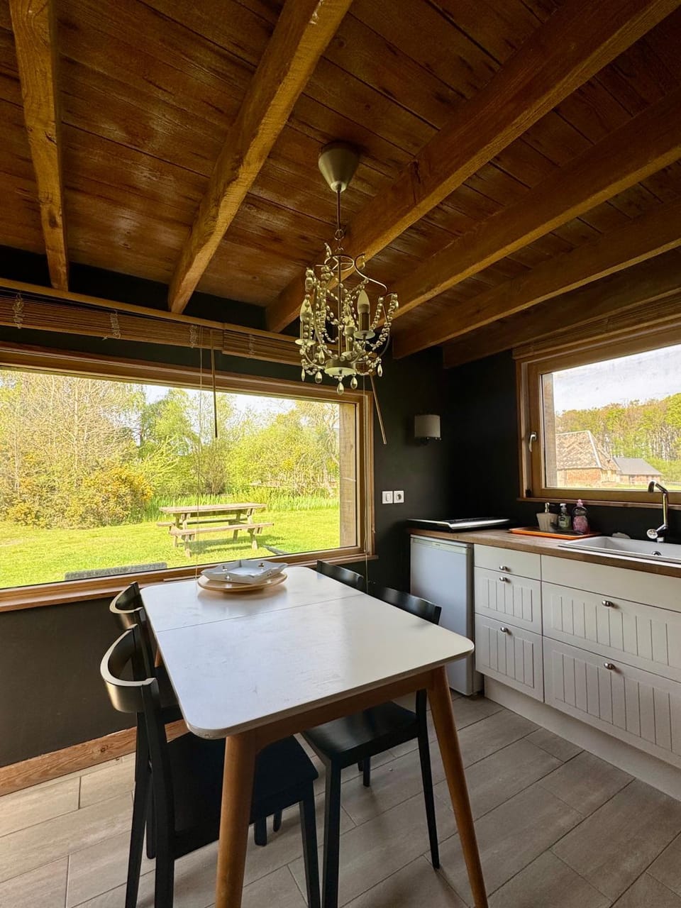 Kitchen or kitchenette, Dining area, stove