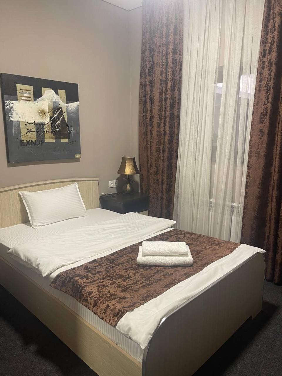 Bed, towels, towels