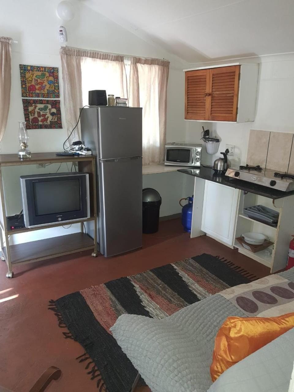 Kitchen or kitchenette, stove