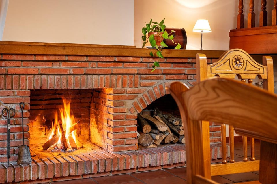 Dining area, fireplace