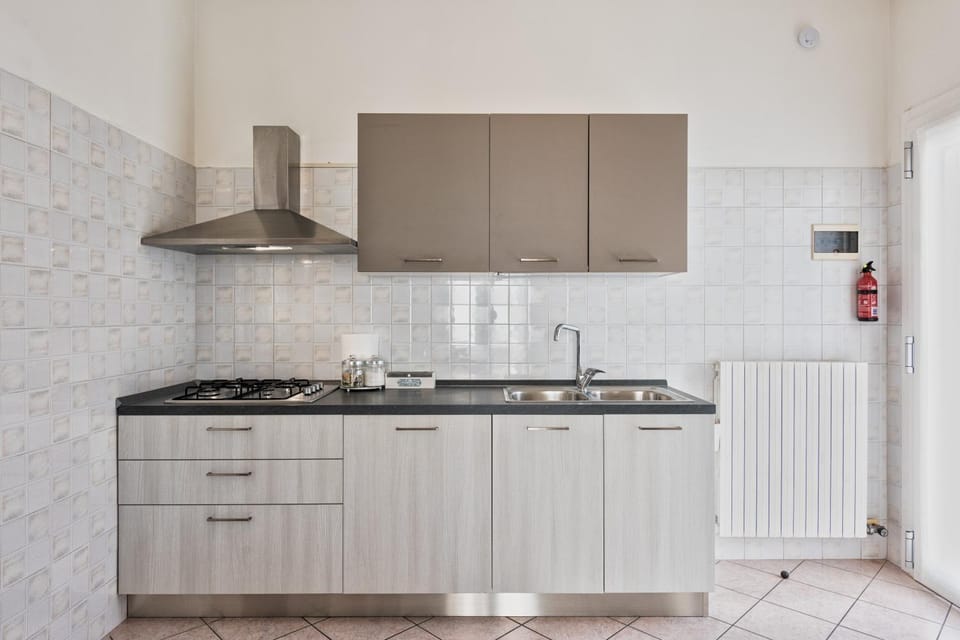 Kitchen or kitchenette, stove
