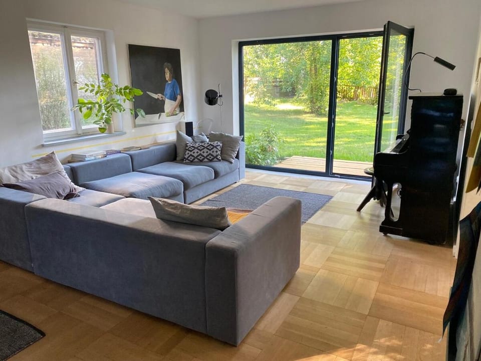Living room, Seating area, Garden view