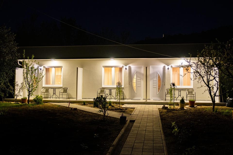 Property building, Patio, Night, Garden, Garden view