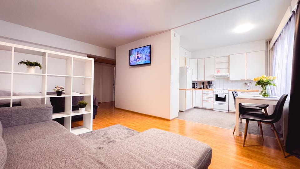 TV and multimedia, Kitchen or kitchenette, Living room, Photo of the whole room, Seating area, Dining area, minibar, oven, stove