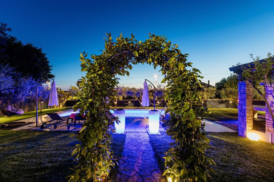 Night, Garden view, Swimming pool