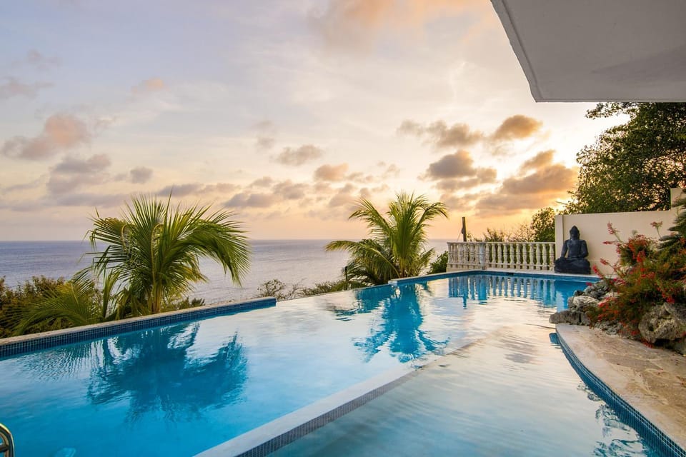 Pool view, Sea view, Swimming pool, Sunset