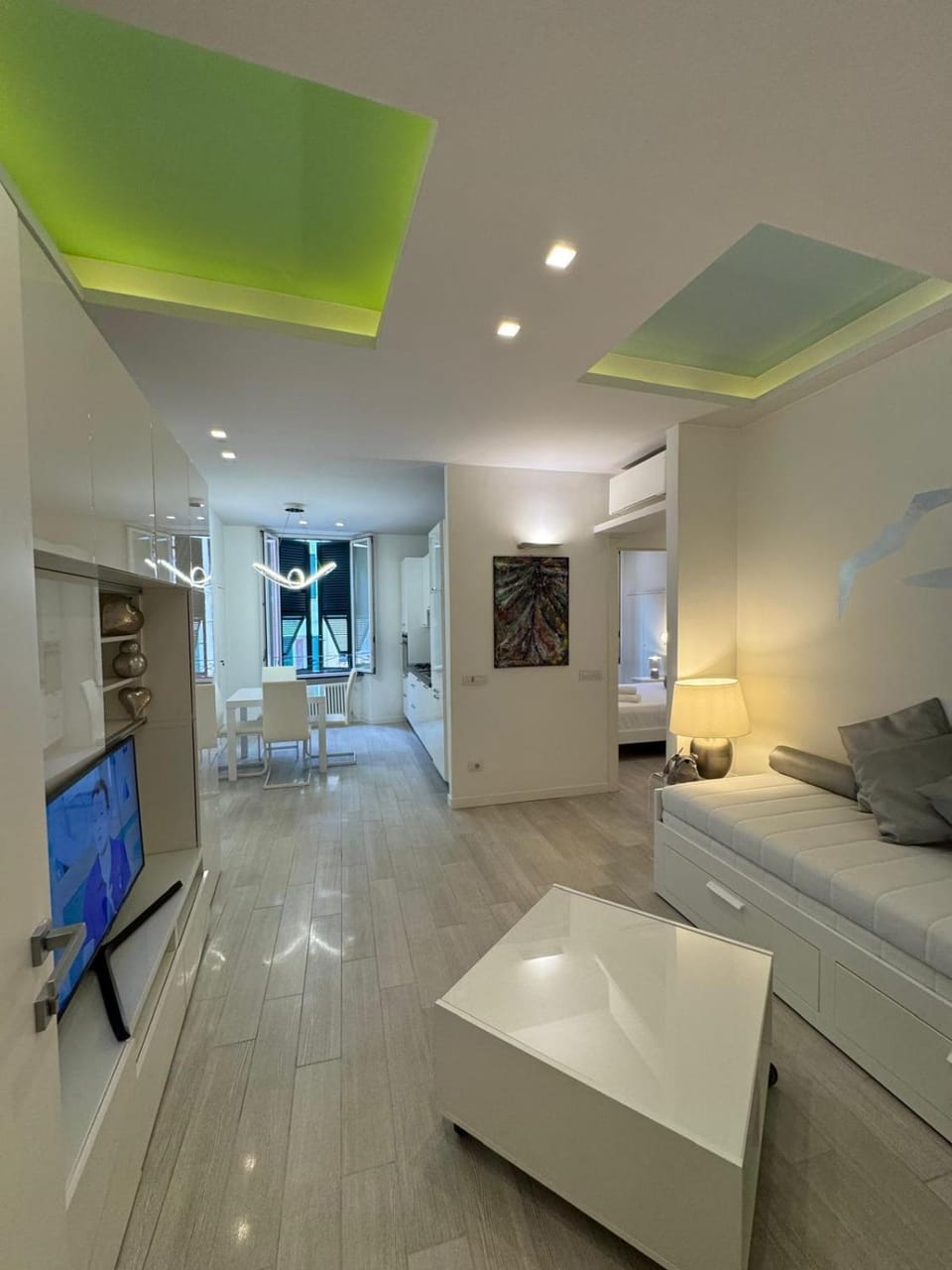 Living room, kitchen