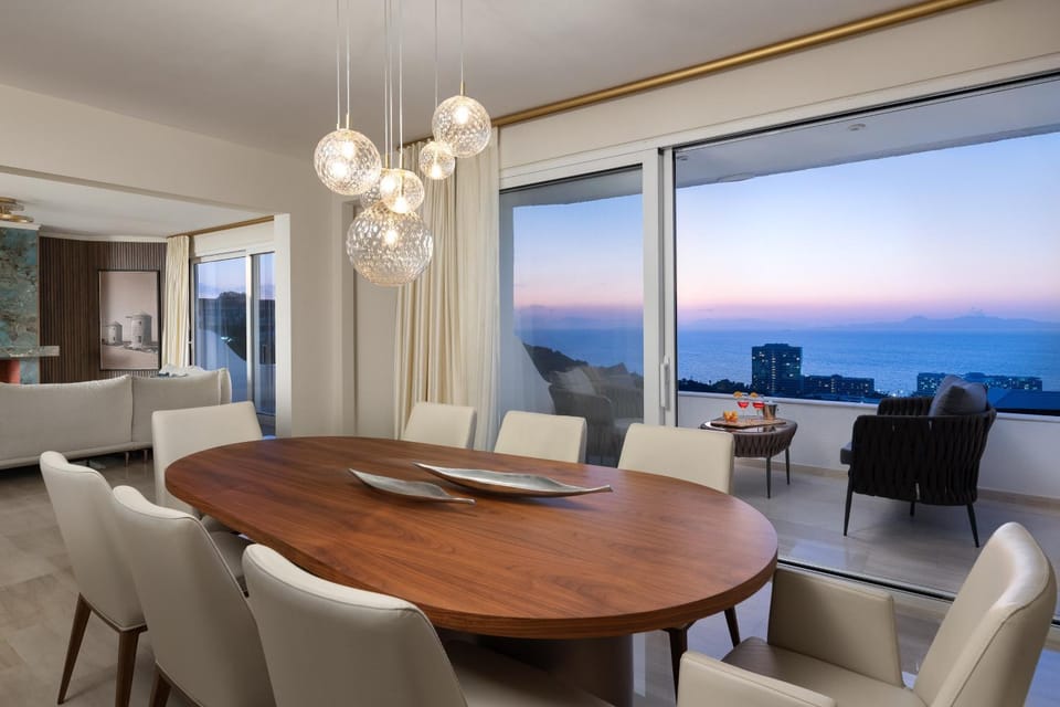 Natural landscape, Living room, Seating area, Dining area, Sea view