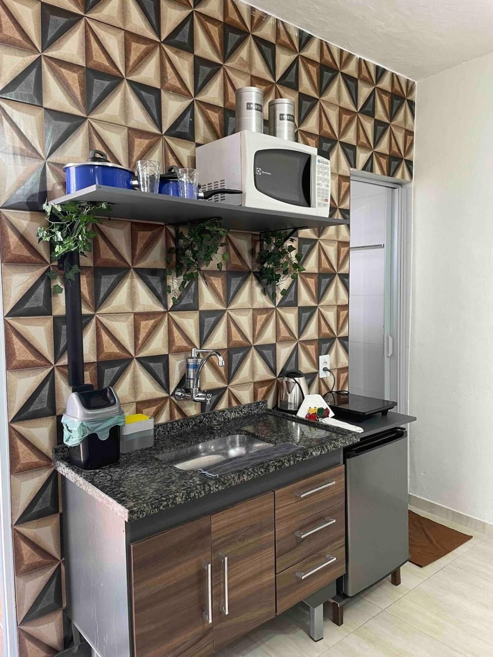 Kitchen or kitchenette, minibar, stove