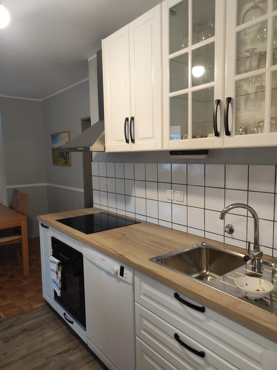 Kitchen or kitchenette, stove