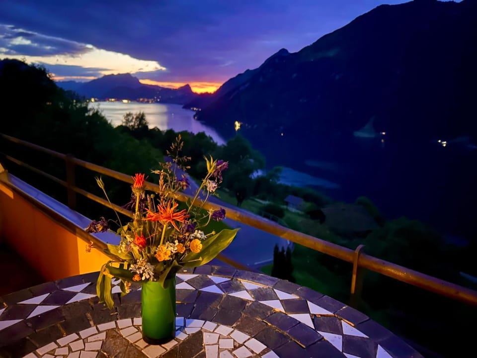 Nearby landmark, Night, Natural landscape, Balcony/Terrace, Lake view, Mountain view