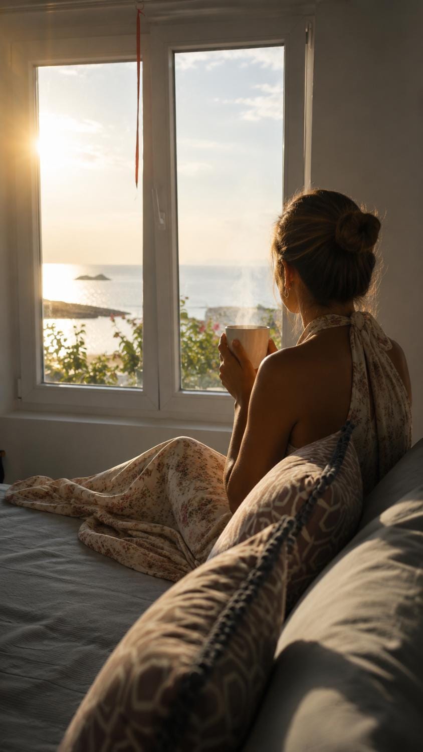 Bed, Bedroom, Sea view, Sea view, Sunset