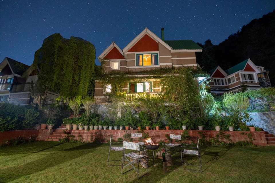 Property building, Night, Garden