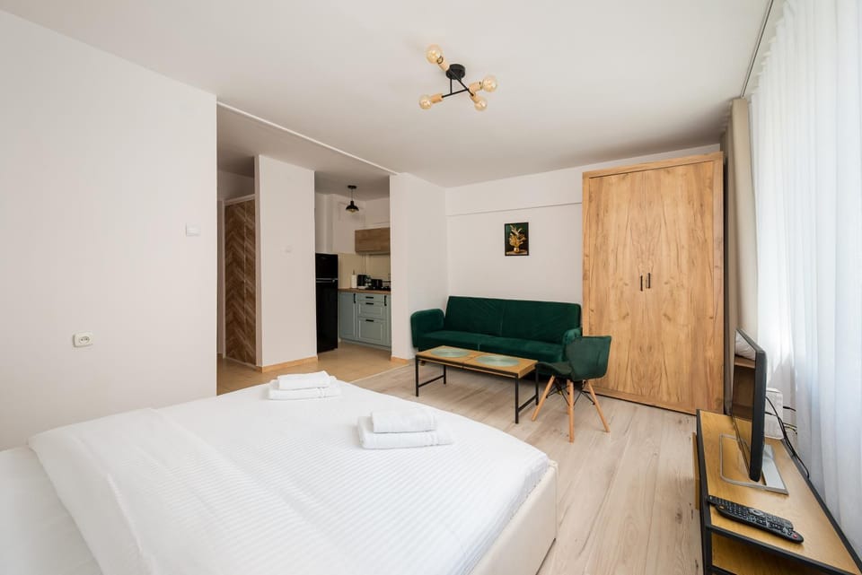 Bed, TV and multimedia, Living room, Photo of the whole room, Seating area, Bedroom, towels, wardrobe