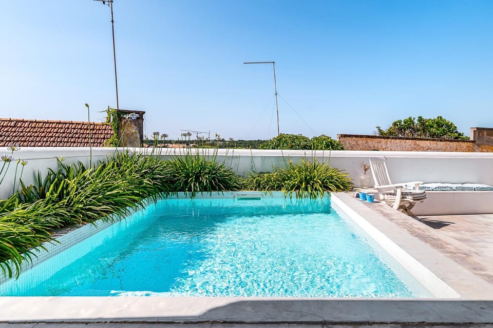 Property building, Living room, Swimming pool