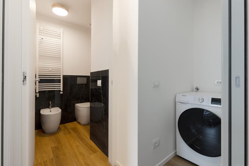 Bathroom, washing machine, dryer