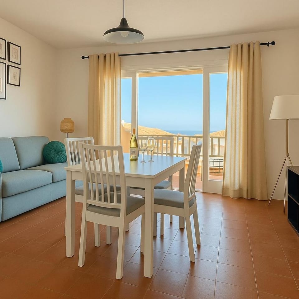 Patio, Living room, Seating area, Dining area, Sea view