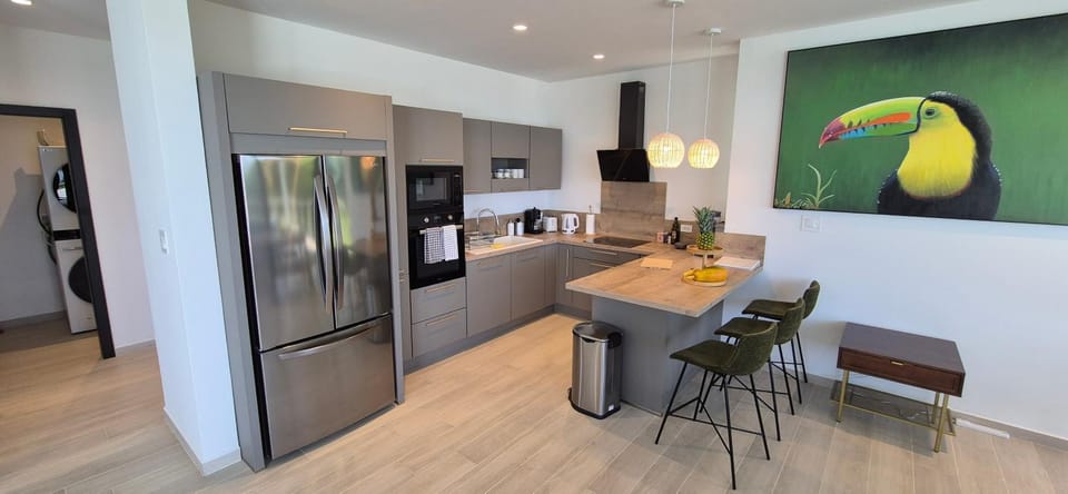 Kitchen or kitchenette, oven, stove