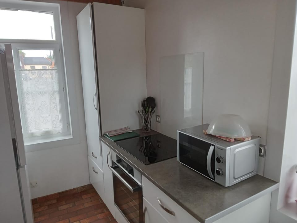 Kitchen or kitchenette, oven, stove