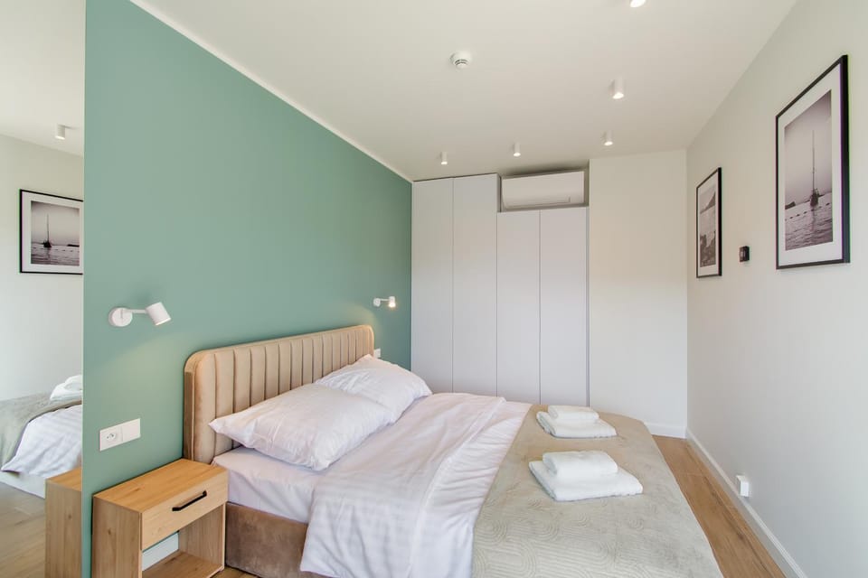 Bed, Photo of the whole room, Beach, Bedroom, Sea view, towels, air conditioner