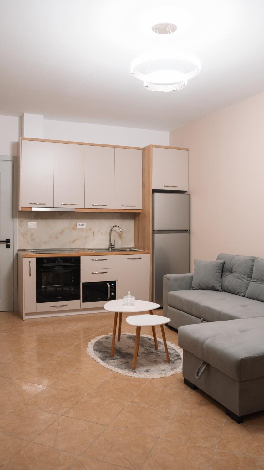 Kitchen or kitchenette, Living room, Seating area