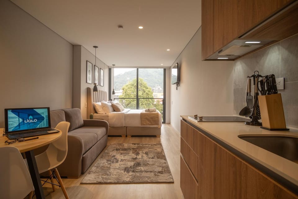 Kitchen or kitchenette, Living room, Dining area
