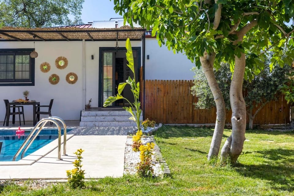 Property building, Patio, Spring, Day, Garden, Garden view, Pool view, Swimming pool, sunbed