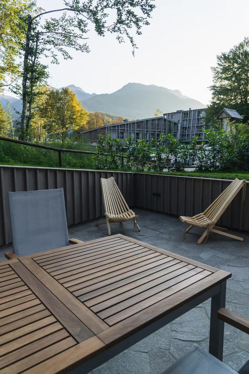 Patio, Natural landscape, Mountain view, sunbed