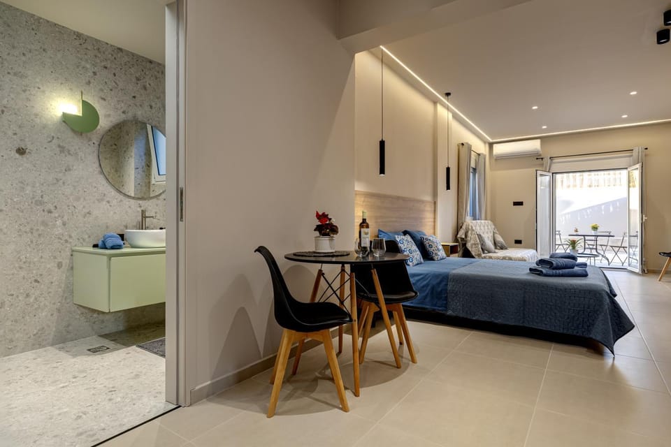 Bed, Bathroom, Seating area, Bedroom