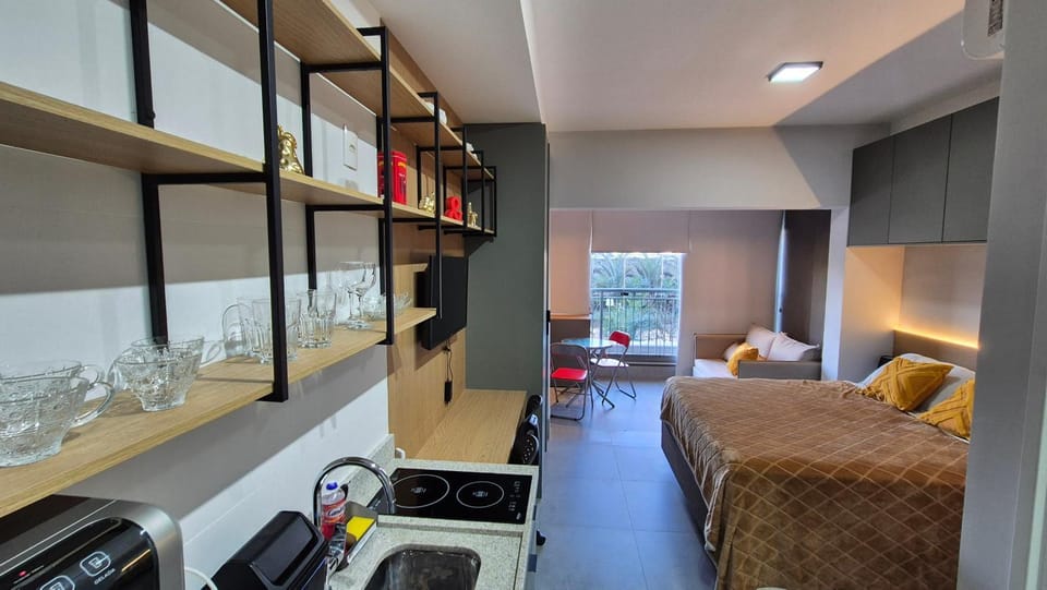 Bed, Kitchen or kitchenette, Photo of the whole room, Bedroom, stove