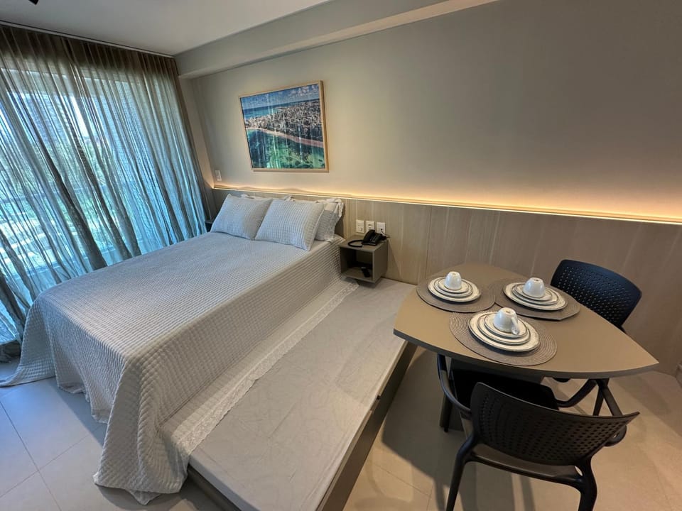 Bed, Seating area, Dining area, Bedroom