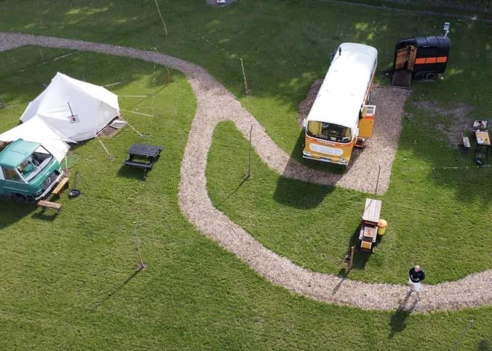 Patricia the Maltese Bus at Field of Dreams Apartment in South Derbyshire District