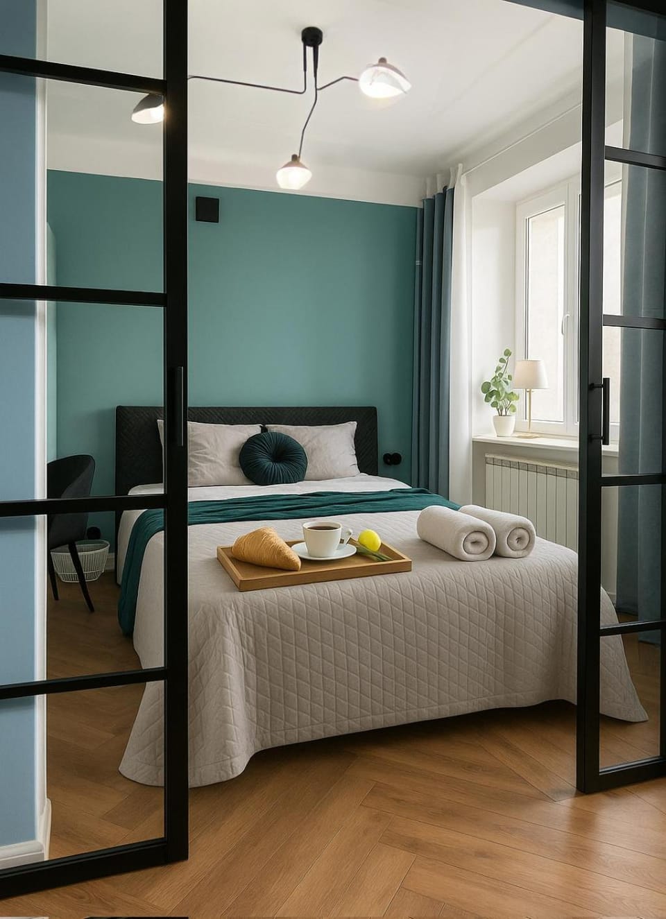 Seating area, Bedroom, towels