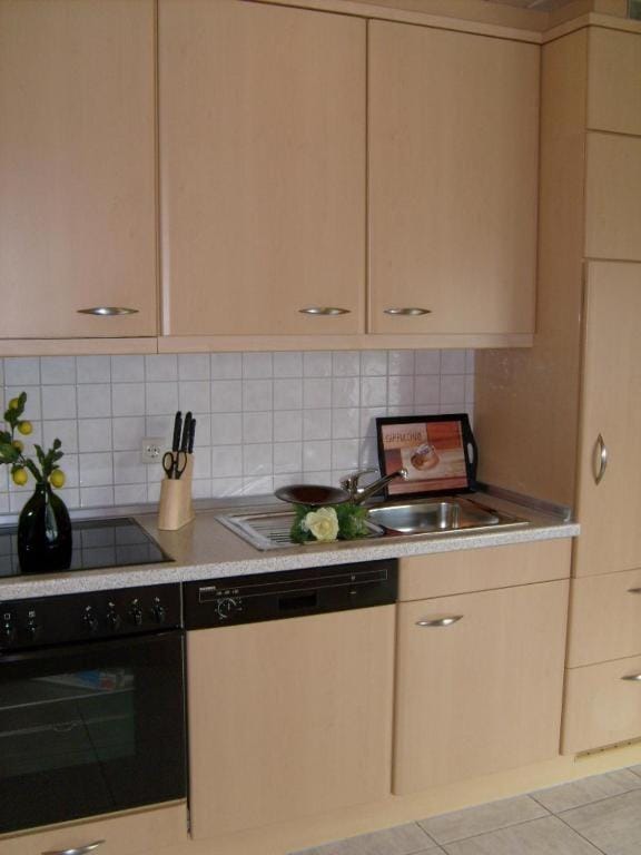 Kitchen or kitchenette, stove