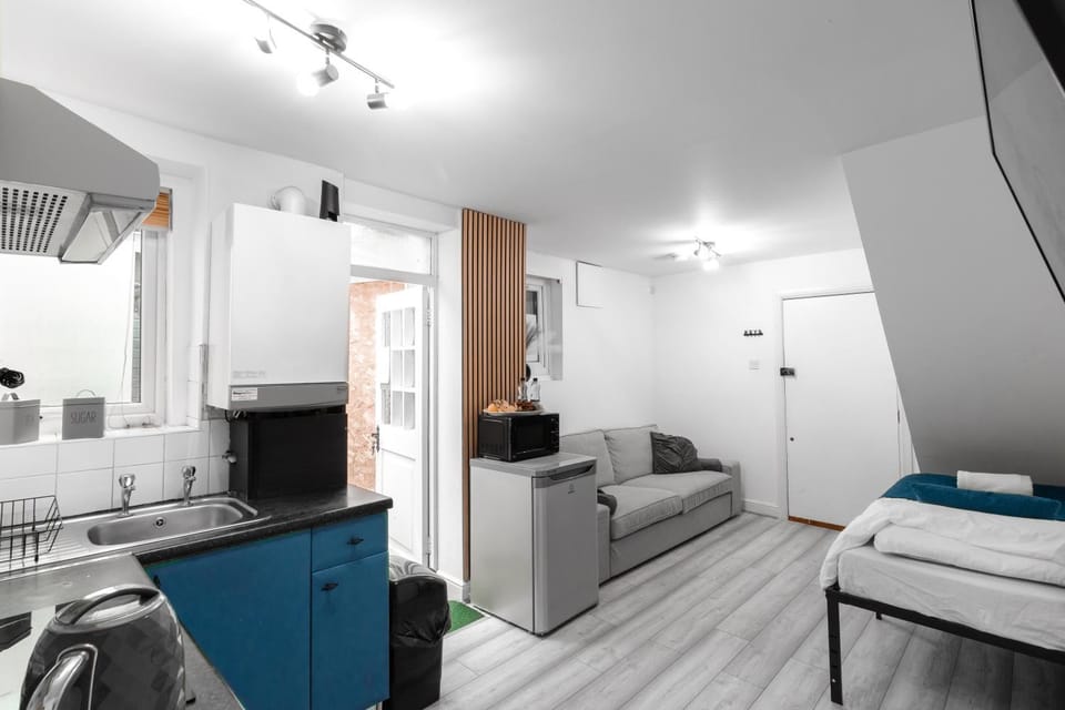 Bed, TV and multimedia, Kitchen or kitchenette, Living room, Photo of the whole room, Seating area, Bedroom, towels