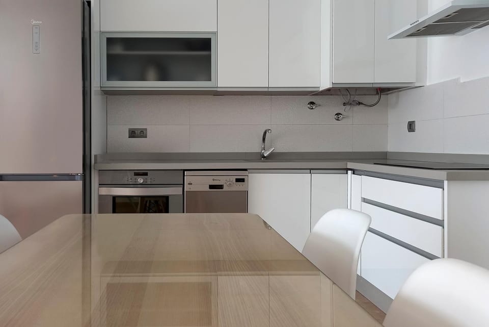 Dining area, dishwasher, oven, kitchen