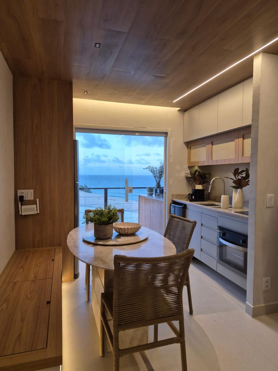 Kitchen or kitchenette, Living room, Dining area, Sea view